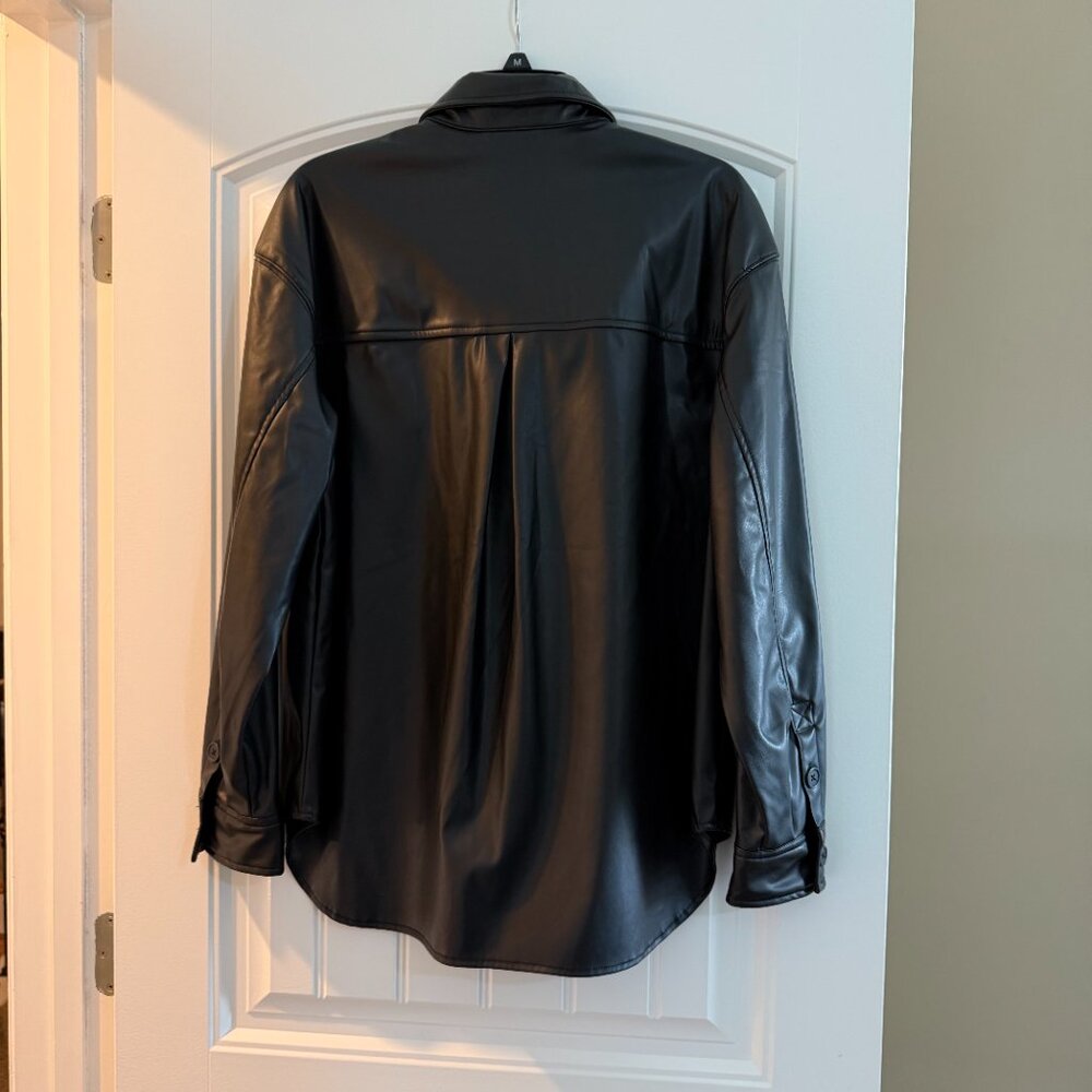 NWT American Eagle Faux Leather Black Jacket - Picture 3 of 5